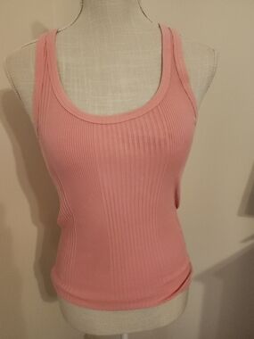 aerie Ribbed Scoop Tank Top in Pink